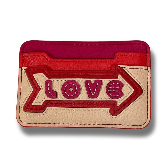 See by Chloe Colorblock Card Case Holder Love Cherry Pink NWT